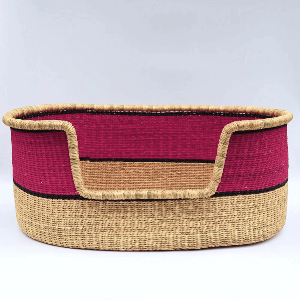 Pink, Natural Brown Woven Dog Pet Basket - Pet Supplier Store