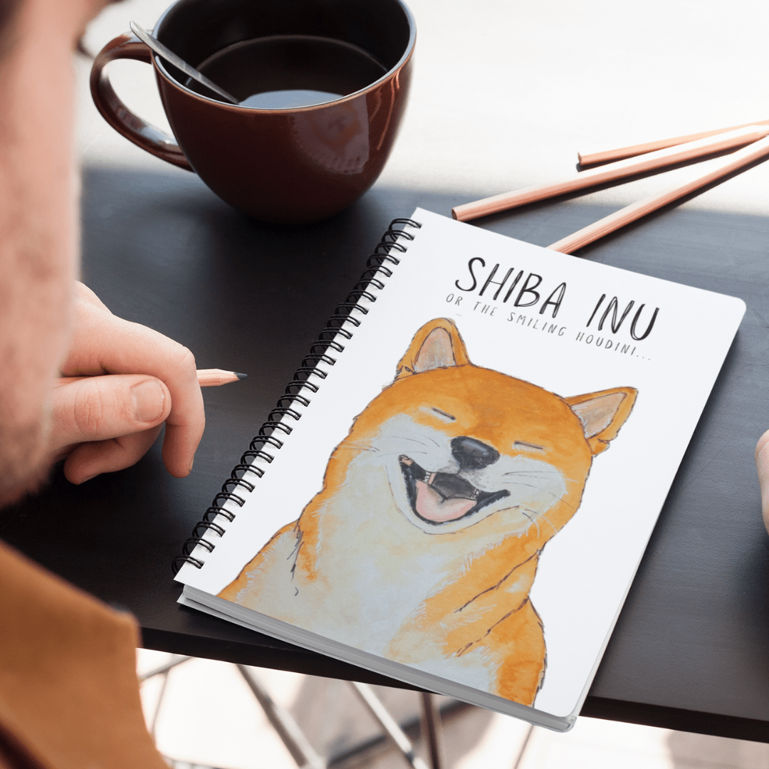 “Plotting My Escape” – Shiba Inu Fabric Notebook - Pet Supplier Store