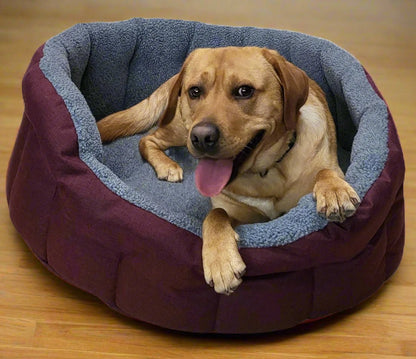 Premium Oval Bolster Style Heavy Duty Fleece Lined Machine Washable Dog Bed - Pet Supplier Store
