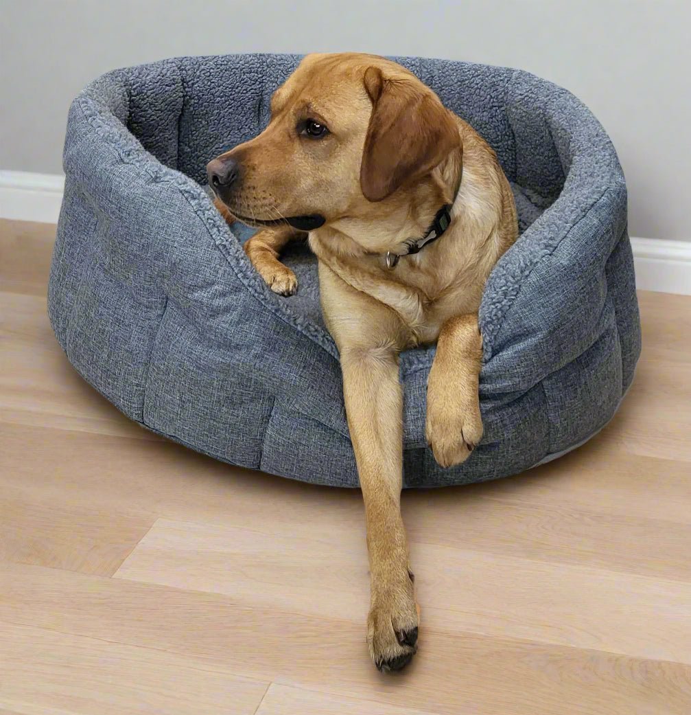 Premium Oval Bolster Style Heavy Duty Fleece Lined Machine Washable Dog Bed - Pet Supplier Store