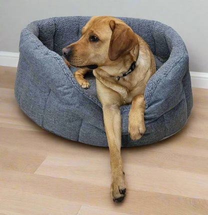 Premium Oval Bolster Style Heavy Duty Fleece Lined Machine Washable Dog Bed - Pet Supplier Store