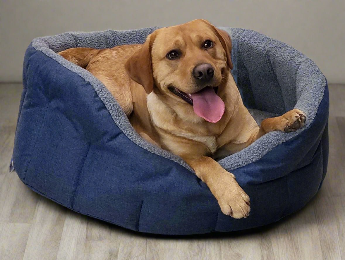 Premium Oval Bolster Style Heavy Duty Fleece Lined Machine Washable Dog Bed - Pet Supplier Store