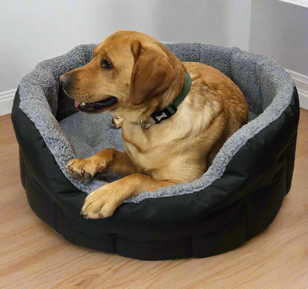 Premium Oval Bolster Style Heavy Duty Fleece Lined Machine Washable Dog Bed - Pet Supplier Store