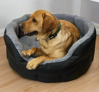 Premium Oval Bolster Style Heavy Duty Fleece Lined Machine Washable Dog Bed - Pet Supplier Store