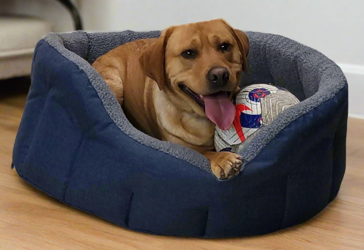Premium Oval Bolster Style Heavy Duty Fleece Lined Machine Washable Dog Bed - Pet Supplier Store