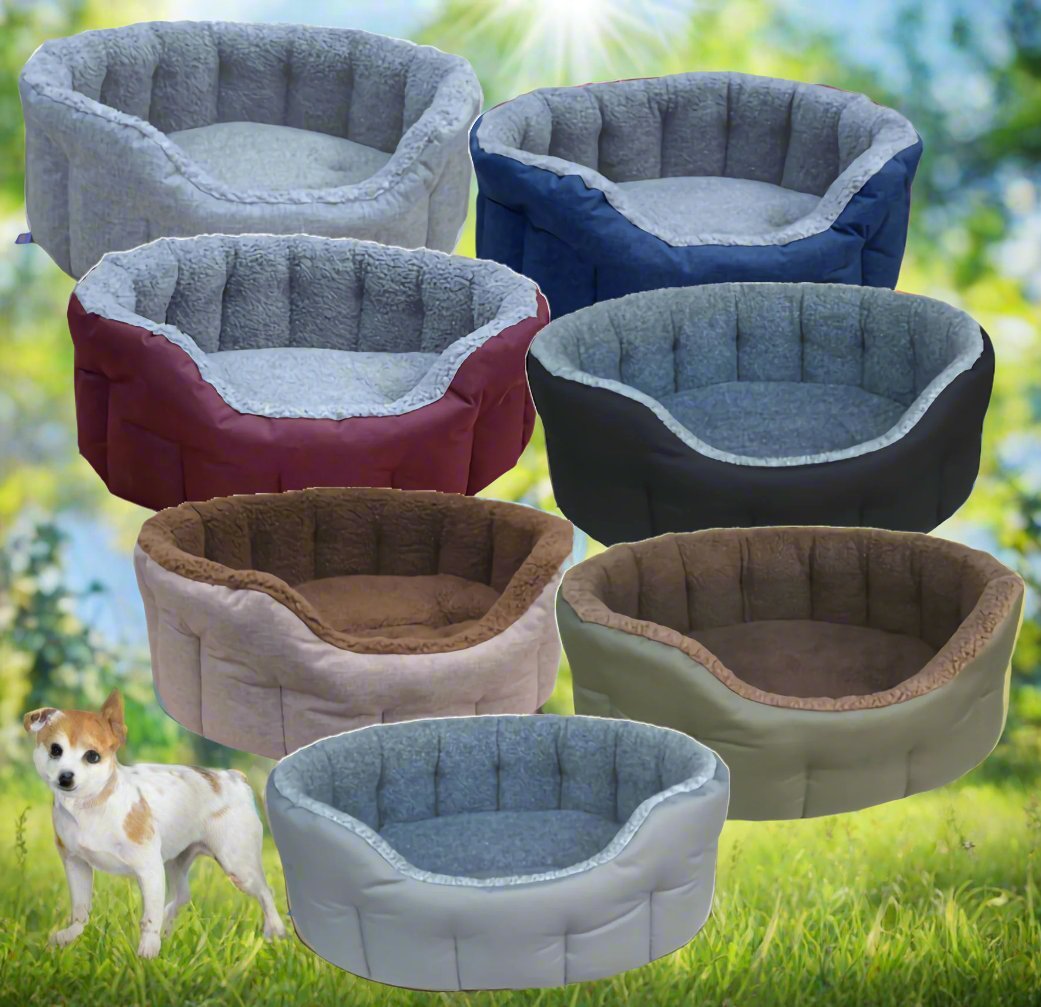 Premium Oval Bolster Style Heavy Duty Fleece Lined Machine Washable Dog Bed - Pet Supplier Store