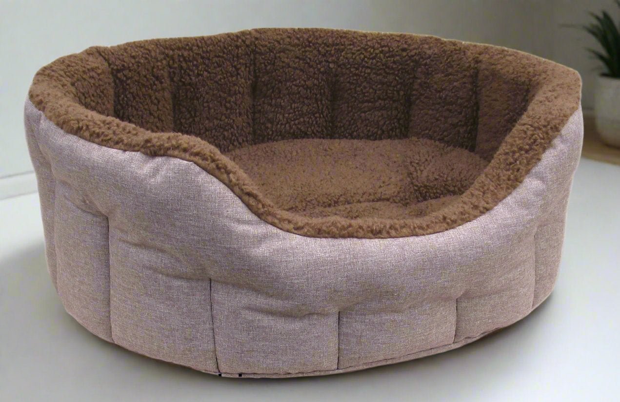 Premium Oval Bolster Style Heavy Duty Fleece Lined Machine Washable Dog Bed - Pet Supplier Store