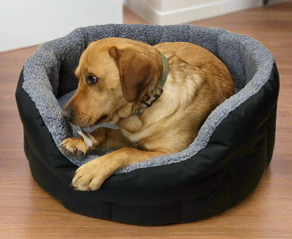 Premium Oval Bolster Style Heavy Duty Fleece Lined Machine Washable Dog Bed - Pet Supplier Store