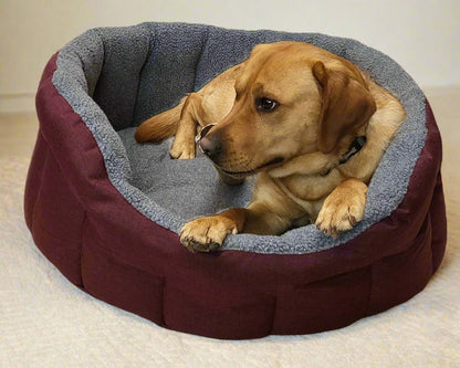 Premium Oval Bolster Style Heavy Duty Fleece Lined Machine Washable Dog Bed - Pet Supplier Store