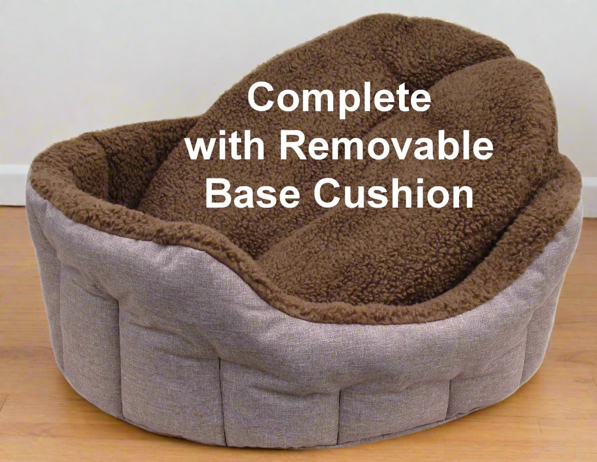 Premium Oval Bolster Style Heavy Duty Fleece Lined Machine Washable Dog Bed - Pet Supplier Store