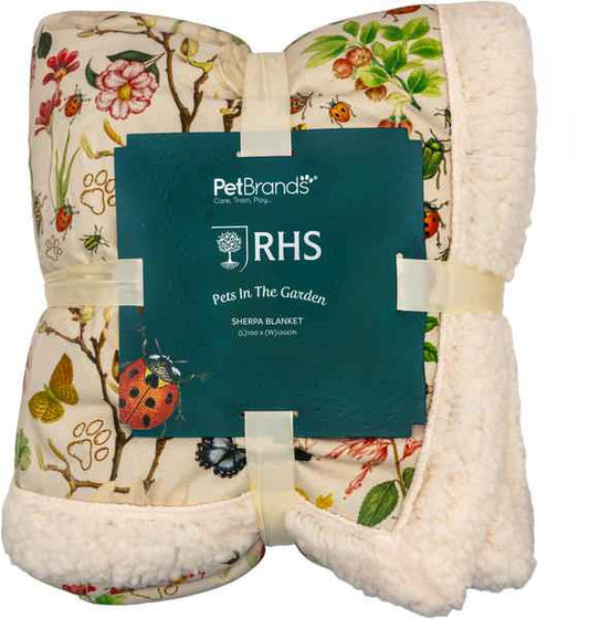 RHS Pets in the Garden Printed Sherpa Blanket - Pet Supplier Store