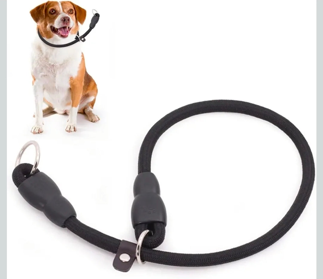 P-Collar No Pull Dog Training Slip Collar - Round Nylon Rope for Small Medium Dogs