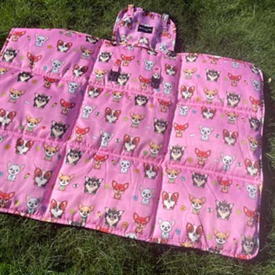 Roll and Go Signature Collection Pink Padded Chihuahua Print Travel Mat by My Chi and Me - Pet Supplier Store
