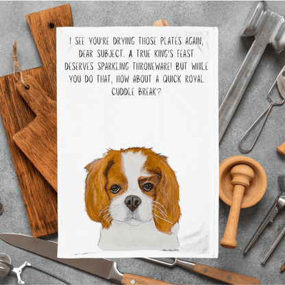 Royal Cuddle Break: Cavalier King Charles Spaniel Tea Towel - Pet Supplier Store