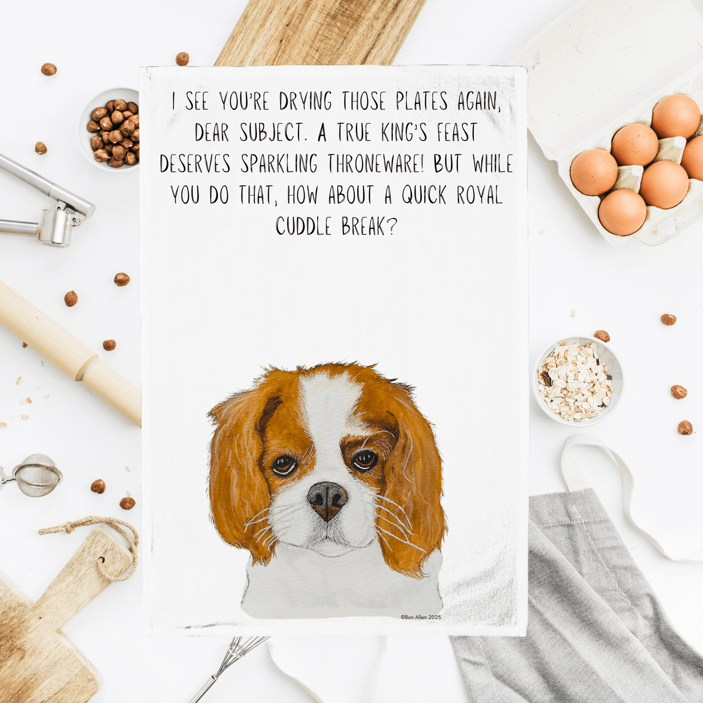 Royal Cuddle Break: Cavalier King Charles Spaniel Tea Towel - Pet Supplier Store