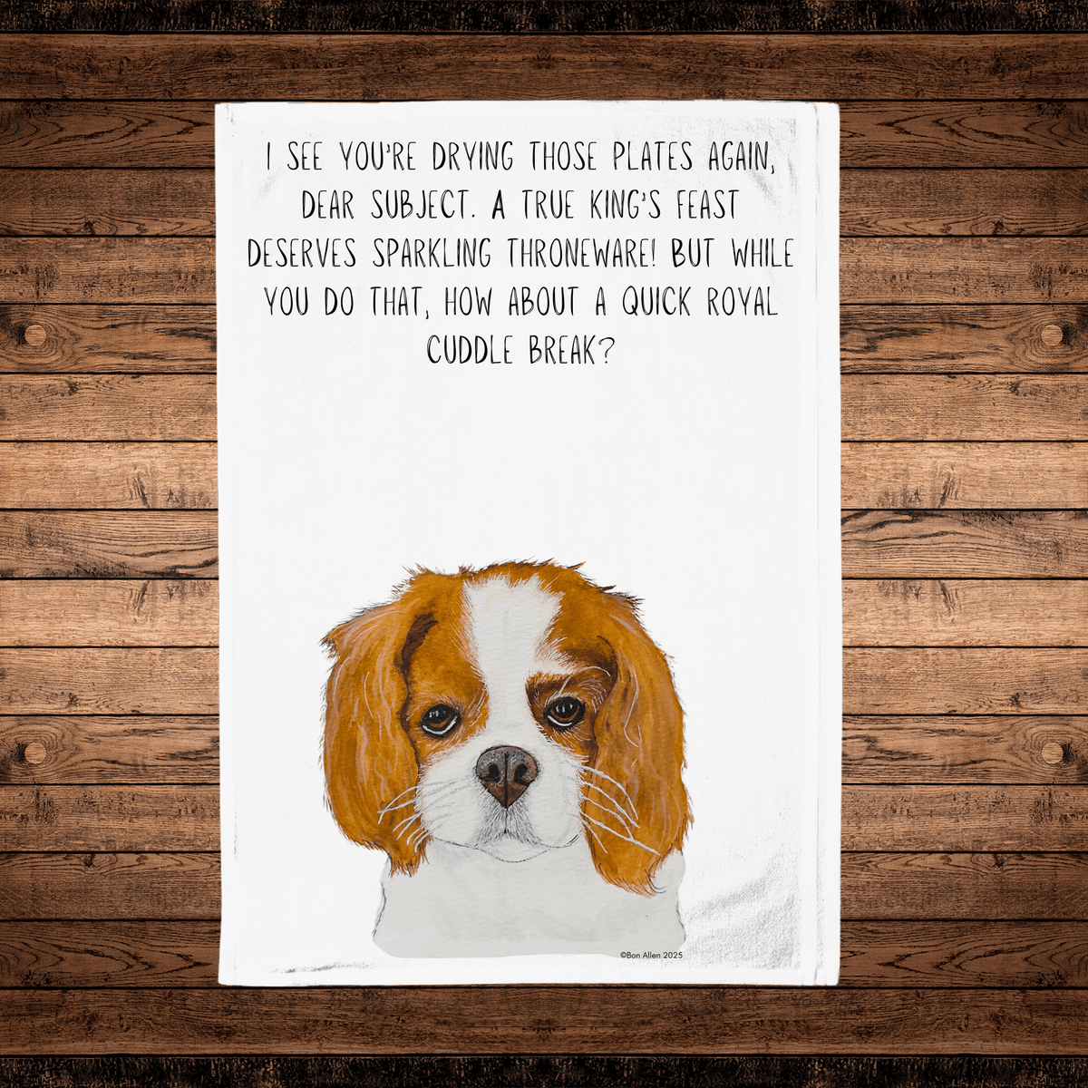 Royal Cuddle Break: Cavalier King Charles Spaniel Tea Towel - Pet Supplier Store