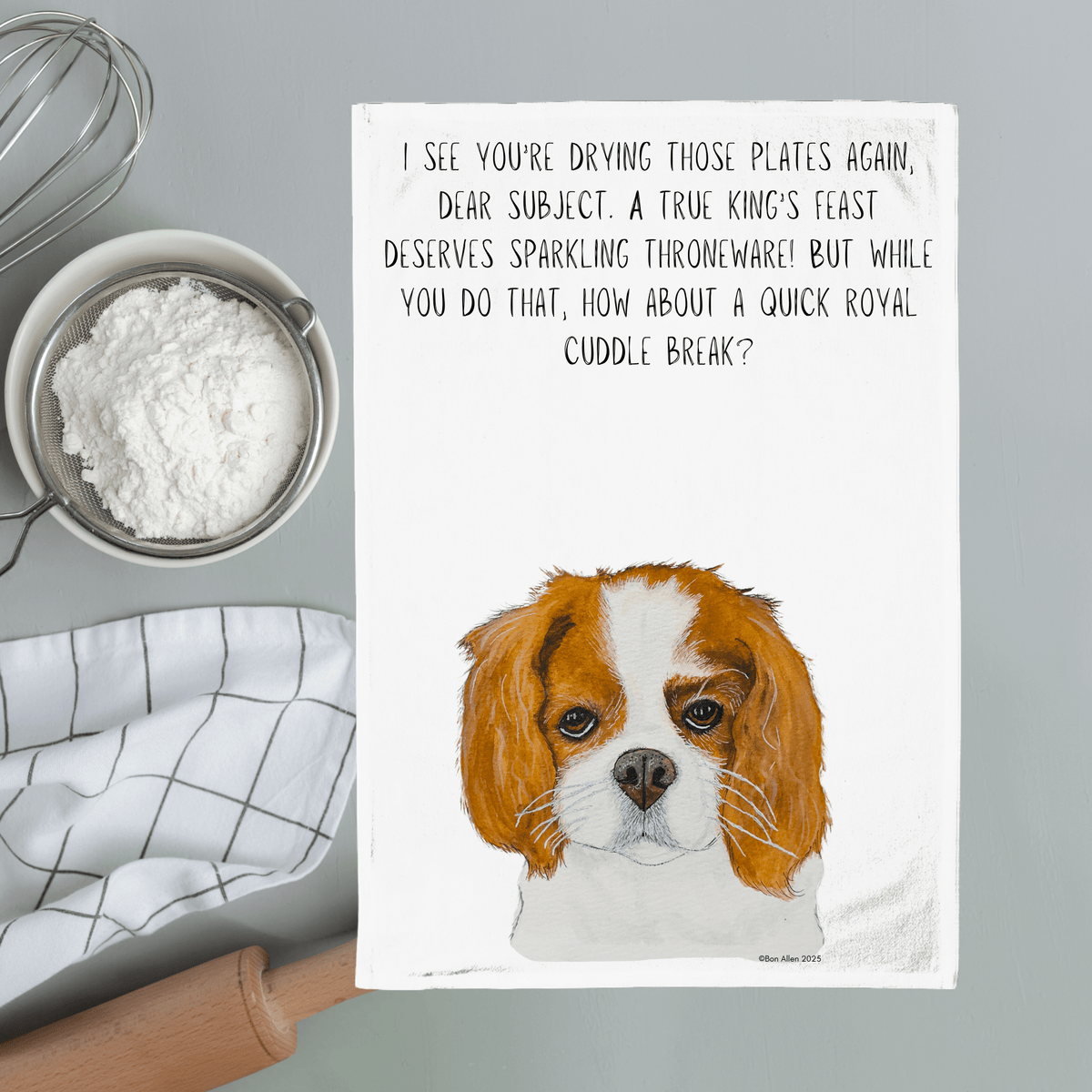 Royal Cuddle Break: Cavalier King Charles Spaniel Tea Towel - Pet Supplier Store