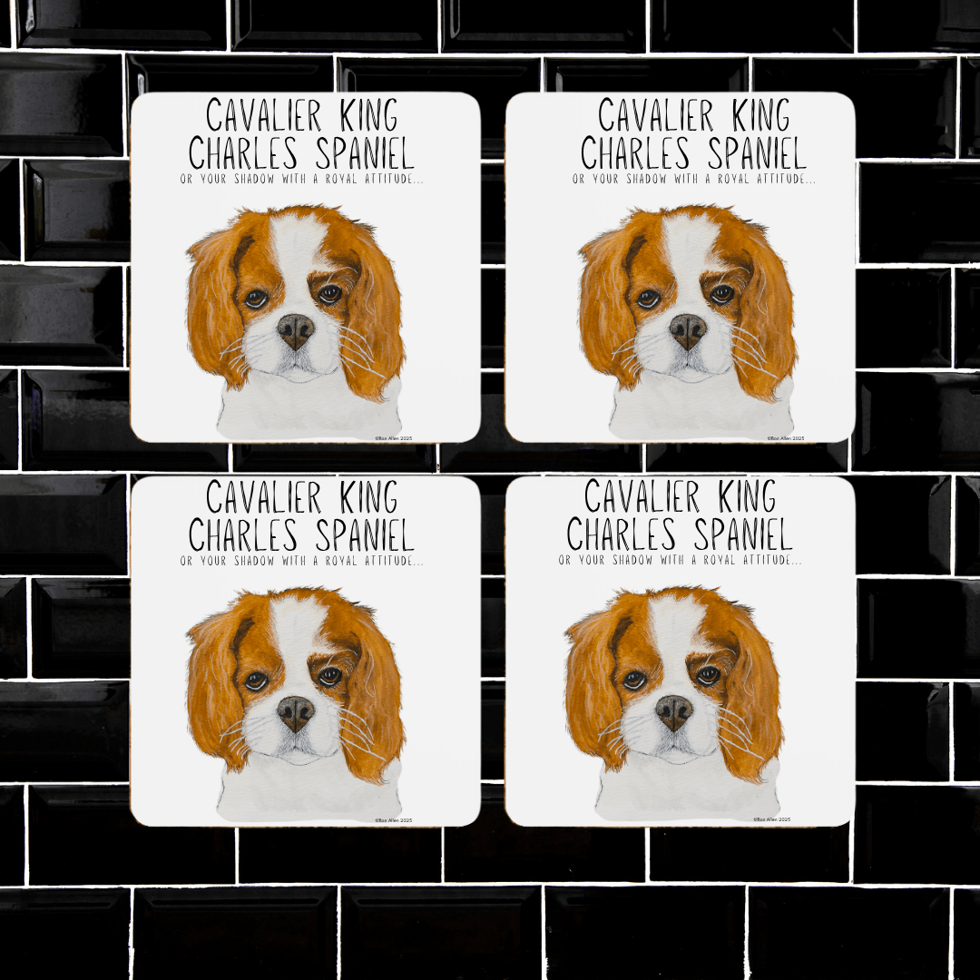 Royal Paws: Cavalier King Charles Spaniel Coaster Set of 4 - Pet Supplier Store