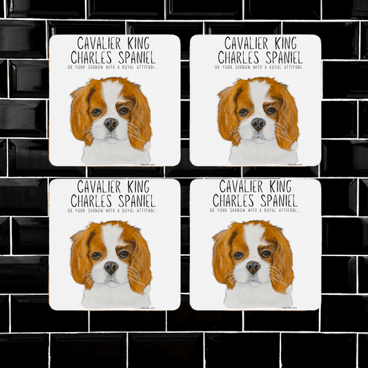 Royal Paws: Cavalier King Charles Spaniel Coaster Set of 4 - Pet Supplier Store