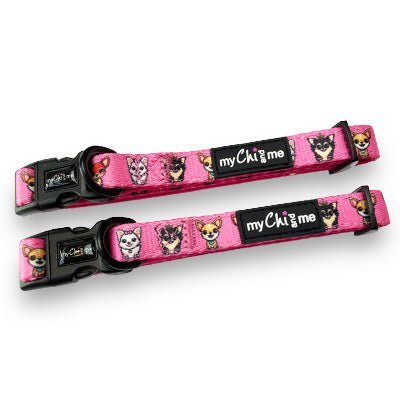 Signature Pink Chihuahua Print Exclusive Designer Collar by My Chi and Me - Pet Supplier Store