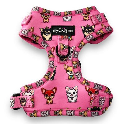 Signature Pink Chihuahua Print Exclusive Small Dog Harness by My Chi and Me - Pet Supplier Store