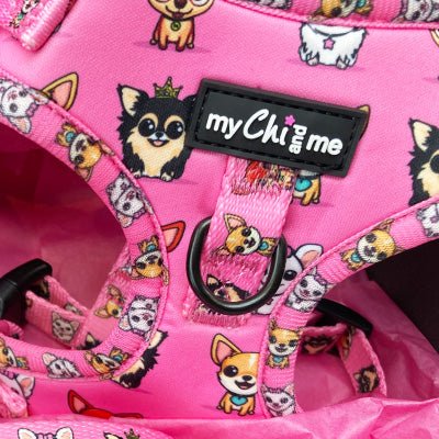 Signature Pink Chihuahua Print Exclusive Small Dog Harness by My Chi and Me - Pet Supplier Store