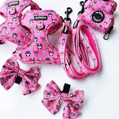 Signature Pink Chihuahua Print Exclusive Small Sailor Bow by My Chi and Me - Pet Supplier Store