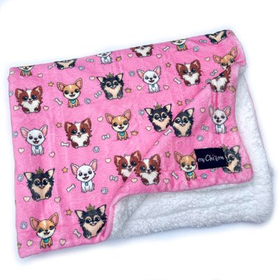 Signature Pink Chihuahua Print Exclusive Soft Cosy Fleece Blanket by My Chi and Me - Pet Supplier Store
