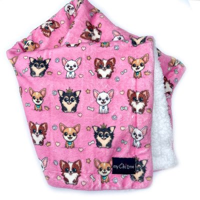 Signature Pink Chihuahua Print Exclusive Soft Cosy Fleece Blanket by My Chi and Me - Pet Supplier Store