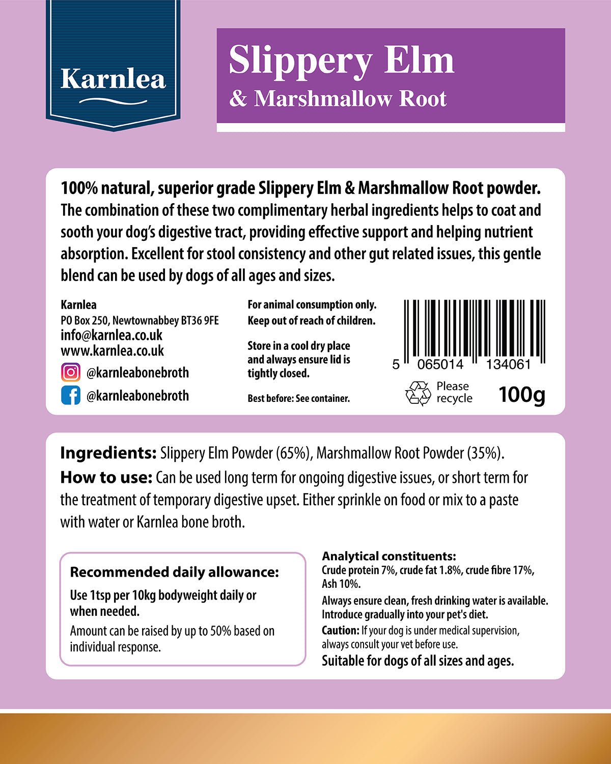 Slippery Elm & Marshmallow Root Powder - 100g - Pet Supplier Store