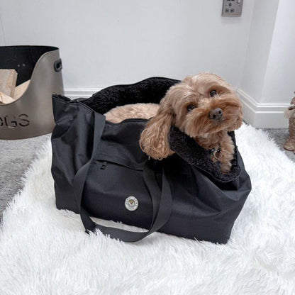 Soho Poms Compton All Black Pet Carrier - Ideal for Dogs & Cats