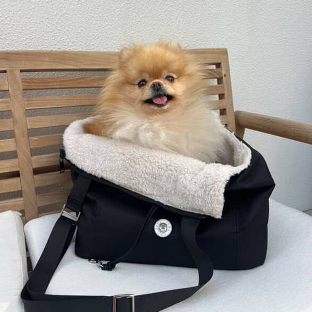 Soho Poms Compton Black & Cream Pet Carrier - Ideal for Dogs & Cats - Pet Supplier Store