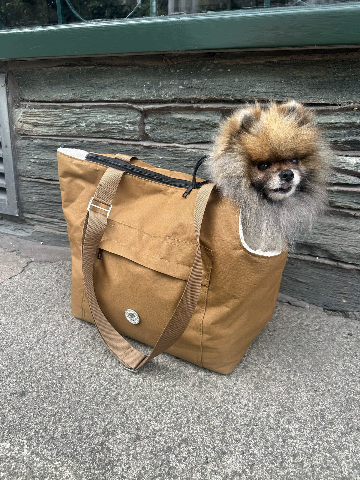 Soho Poms Compton Brown & Cream Pet Carrier - Ideal for Dogs & Cats - Pet Supplier Store
