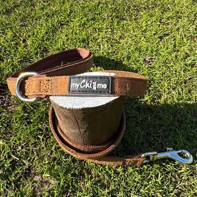 Tiny Trails 15mm Wide Suede Effect Lead with Neoprene Handle Lining Mocha - Pet Supplier Store