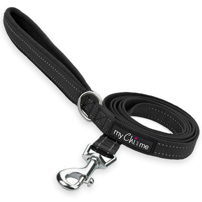 Tiny Trails Reflective 15mm Webbing Lead with Neoprene Handle Lining Black - Pet Supplier Store
