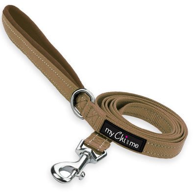 Tiny Trails Reflective 15mm Webbing Lead with Neoprene Handle Lining Caramel - Pet Supplier Store