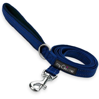 Tiny Trails Reflective 15mm Webbing Lead with Neoprene Handle Lining Navy - Pet Supplier Store