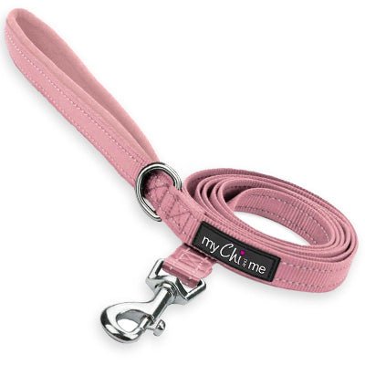 Tiny Trails Reflective 15mm Webbing Lead with Neoprene Handle Lining Pink - Pet Supplier Store