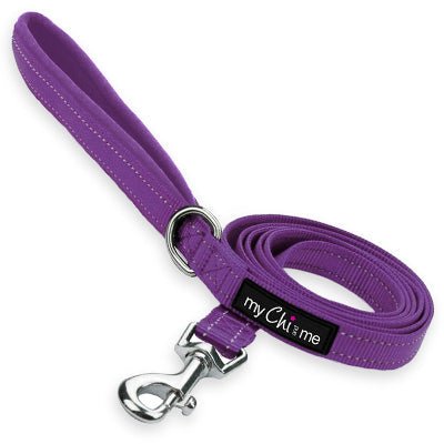 Tiny Trails Reflective 15mm Webbing Lead with Neoprene Handle Lining Purple - Pet Supplier Store