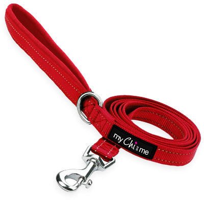 Tiny Trails Reflective 15mm Webbing Lead with Neoprene Handle Lining Red - Pet Supplier Store