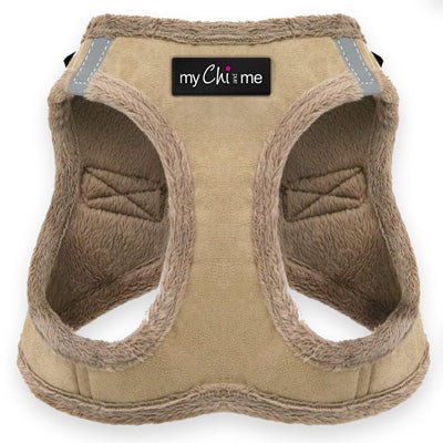 Tiny Trails Step In Soft Touch Suede Effect Faux Fur Lined Puppy and Small Dog Harness Caramel - Pet Supplier Store