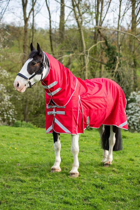 WIDE FIT 0g Detachable Neck Turnout Rug - Red - Pet Supplier Store