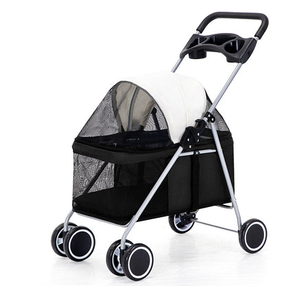 Pet stroller lightweight with four wheels