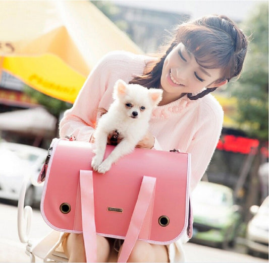 Leather straps comfort shoulder pet carrier