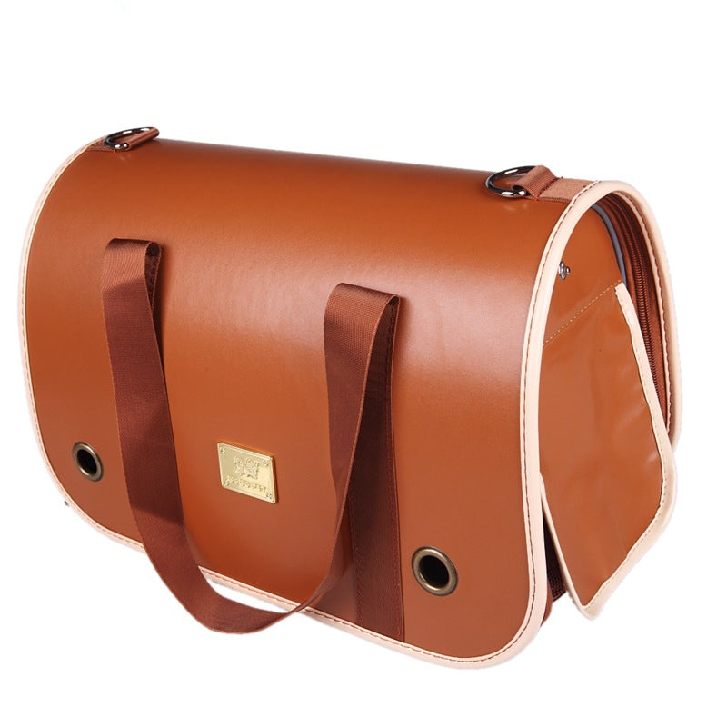 Leather straps comfort shoulder pet carrier