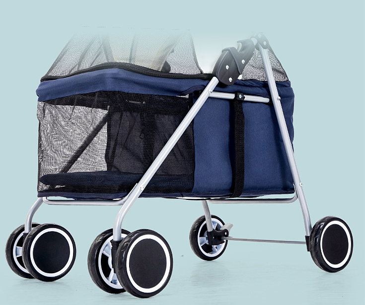 Pet stroller lightweight with four wheels