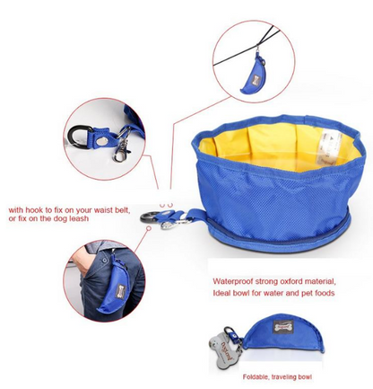 Portable backpack compact pop-up dog bowl