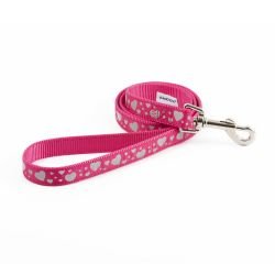 Ancol Fashion Lead Pink Hearts 1m x 19mm - Pet Supplier Store