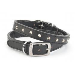 Ancol Leather Collar Studded Black 26-31cm - Pet Supplier Store