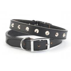 Ancol Leather Collar Studded Black 39-48cm - Pet Supplier Store